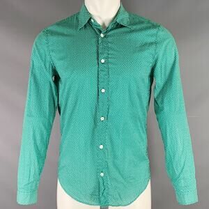 BURBERRY PRORSUM 2011 Size S Green White Polka Dot Cotton Long Sleeve Shirt